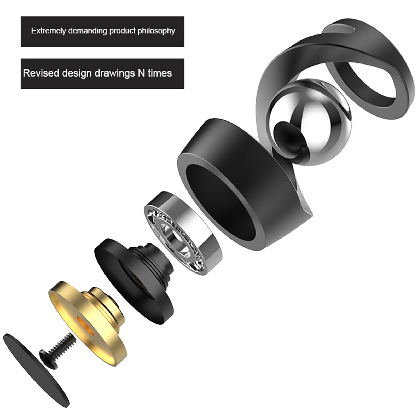 Stress Relief Fidget Toys for Adults - Metal Gravity Defying Kinetic Desk Toy with Black-Silver Ball | Office Anxiety Relief Gadget, Birthday Party Favors, Classroom & Travel Sensory Toy for Focus & Relaxation
