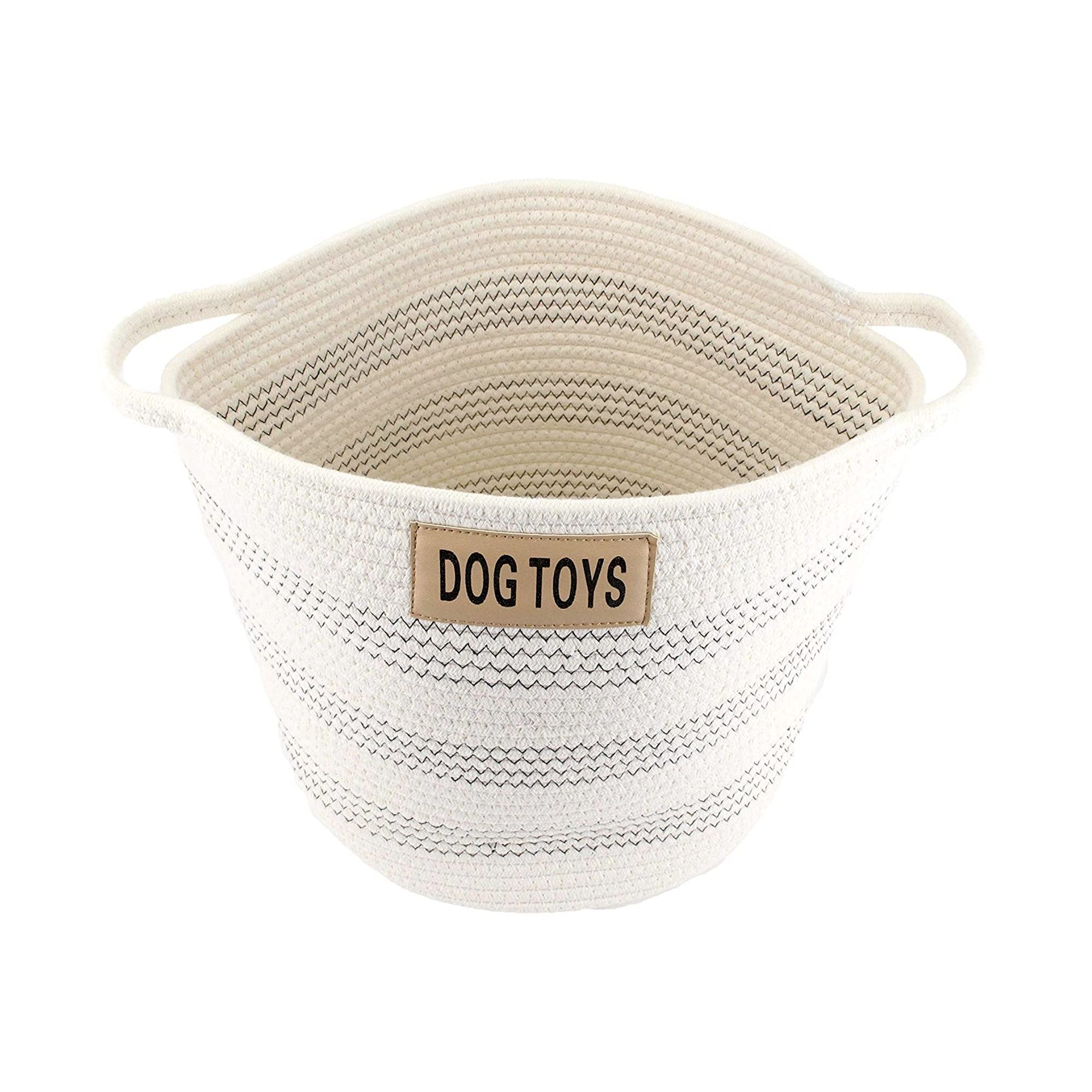 Midlee Large Cotton Rope Dog Toy Basket - Pet Storage Organizer Bin for Toys, Leashes & Accessories | Perfect for Living Room, Bedroom & Pet Play Areas