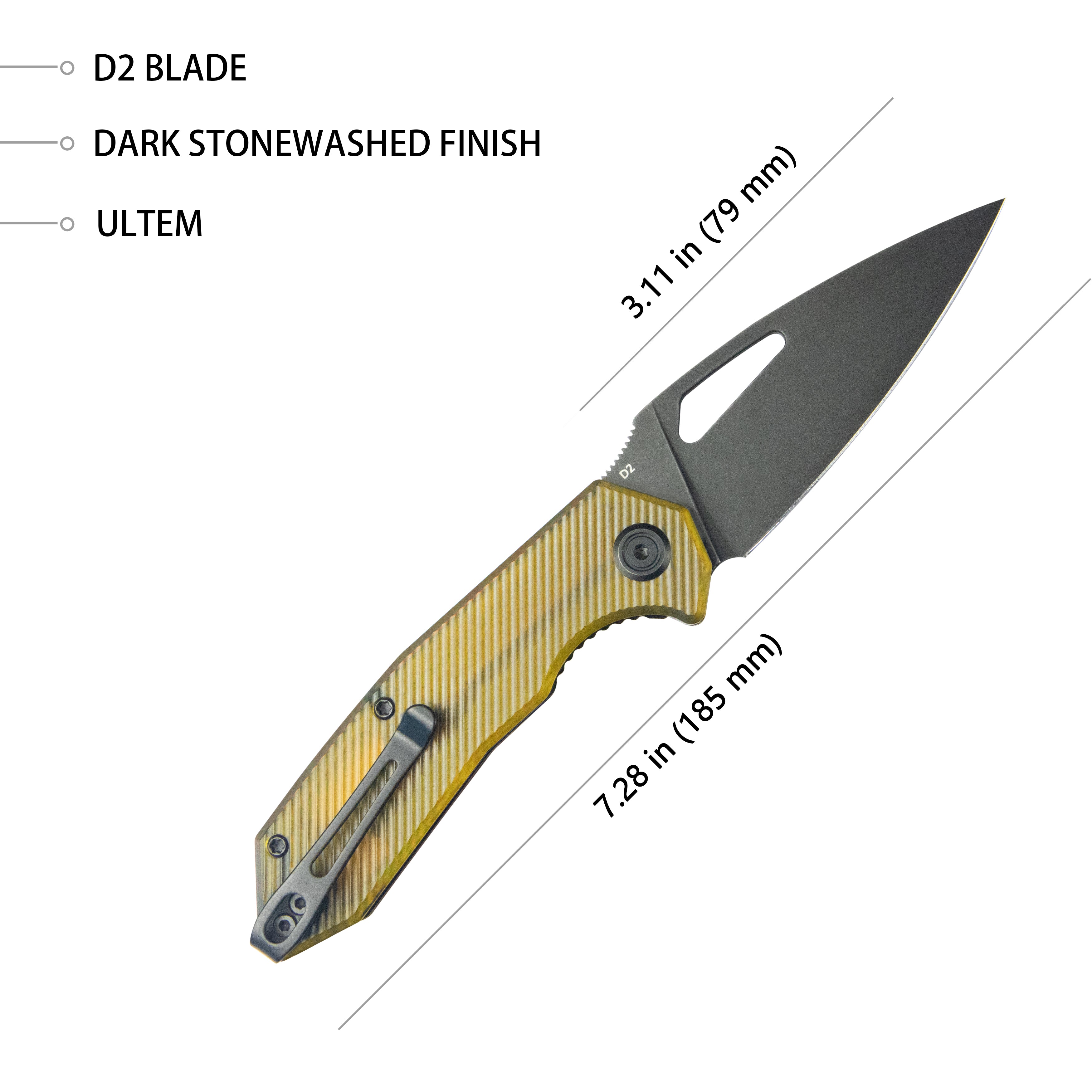 Coeus Liner Lock Folding Knife with Ultem Handle - 3.11