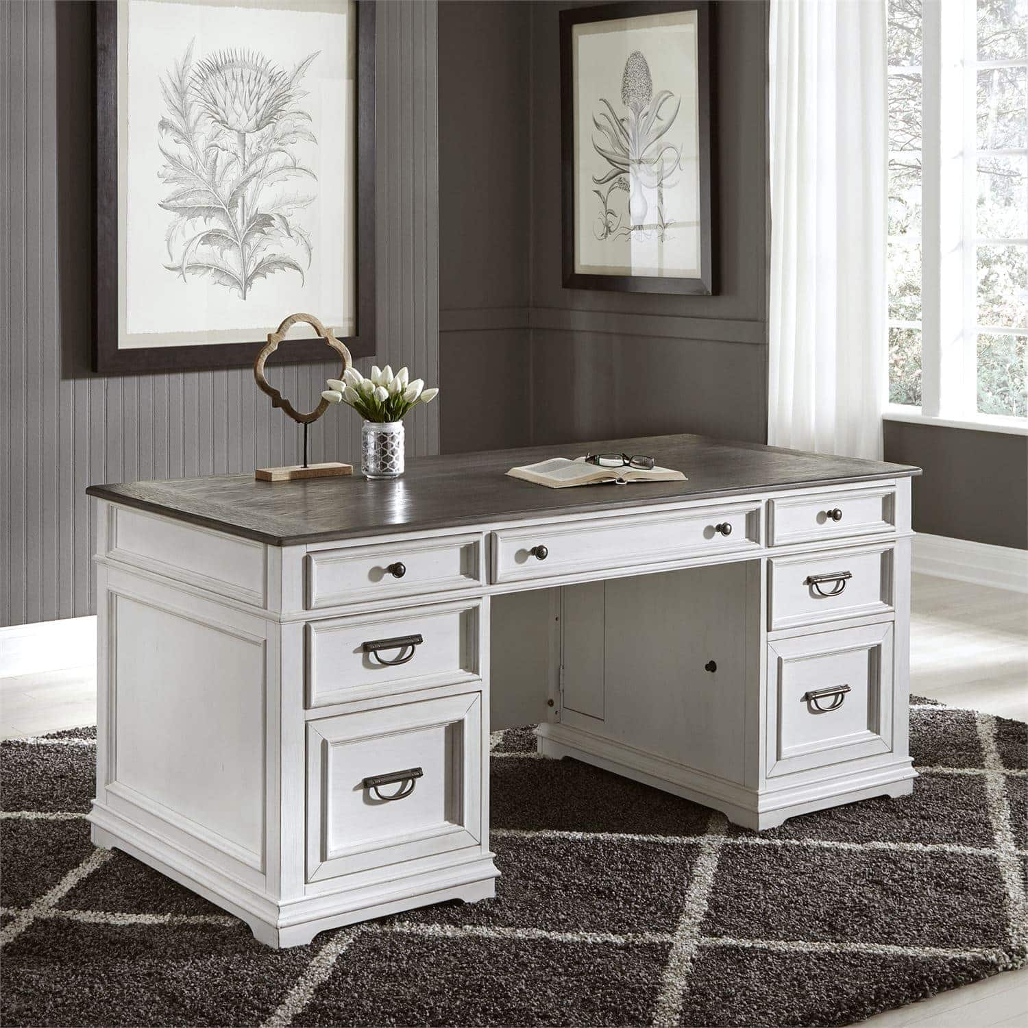 Two-Tone Home Office Desk - Modern Ergonomic Writing & Computer Workstation for Remote Work & Study - Perfect for Small Spaces & Home Offices