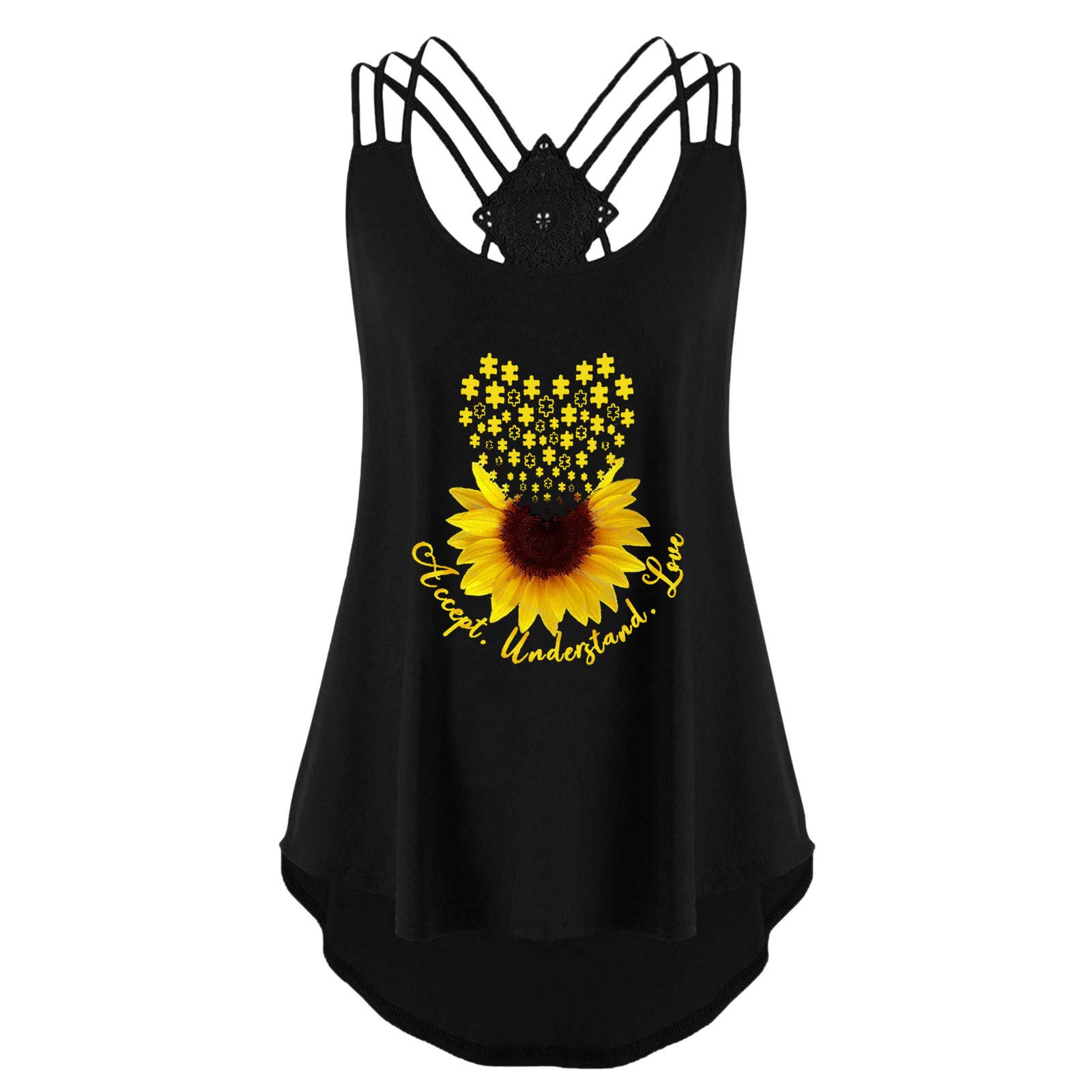 FABIURT Women's Summer Tank Tops - Cute Sunflower Graphic Printed Sleeveless Tunic Shirt, Loose Fit Workout Vest | Perfect for Casual Wear, Beach Outings & Yoga Sessions