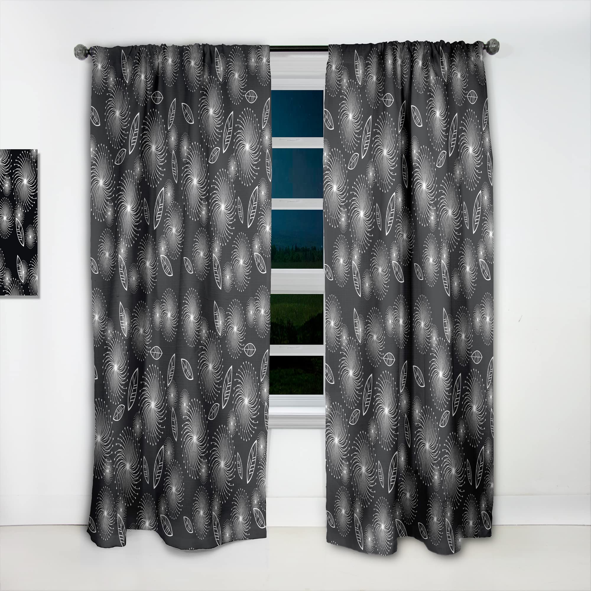 Retro Floral Print Thermal Insulated Curtains - Single Panel 52x120 Inches - Blackout Drapes for Bedroom & Living Room (Perfect for Home Decor, Privacy & Temperature Control)