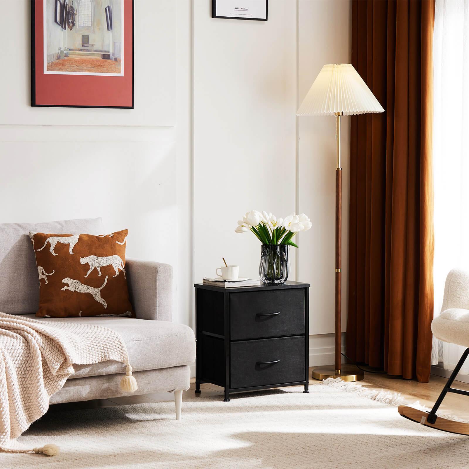 Black Metal Frame & Wood Top Dresser Drawers - 5-Drawer Chest for Bedroom, Living Room, or Office Storage Organization