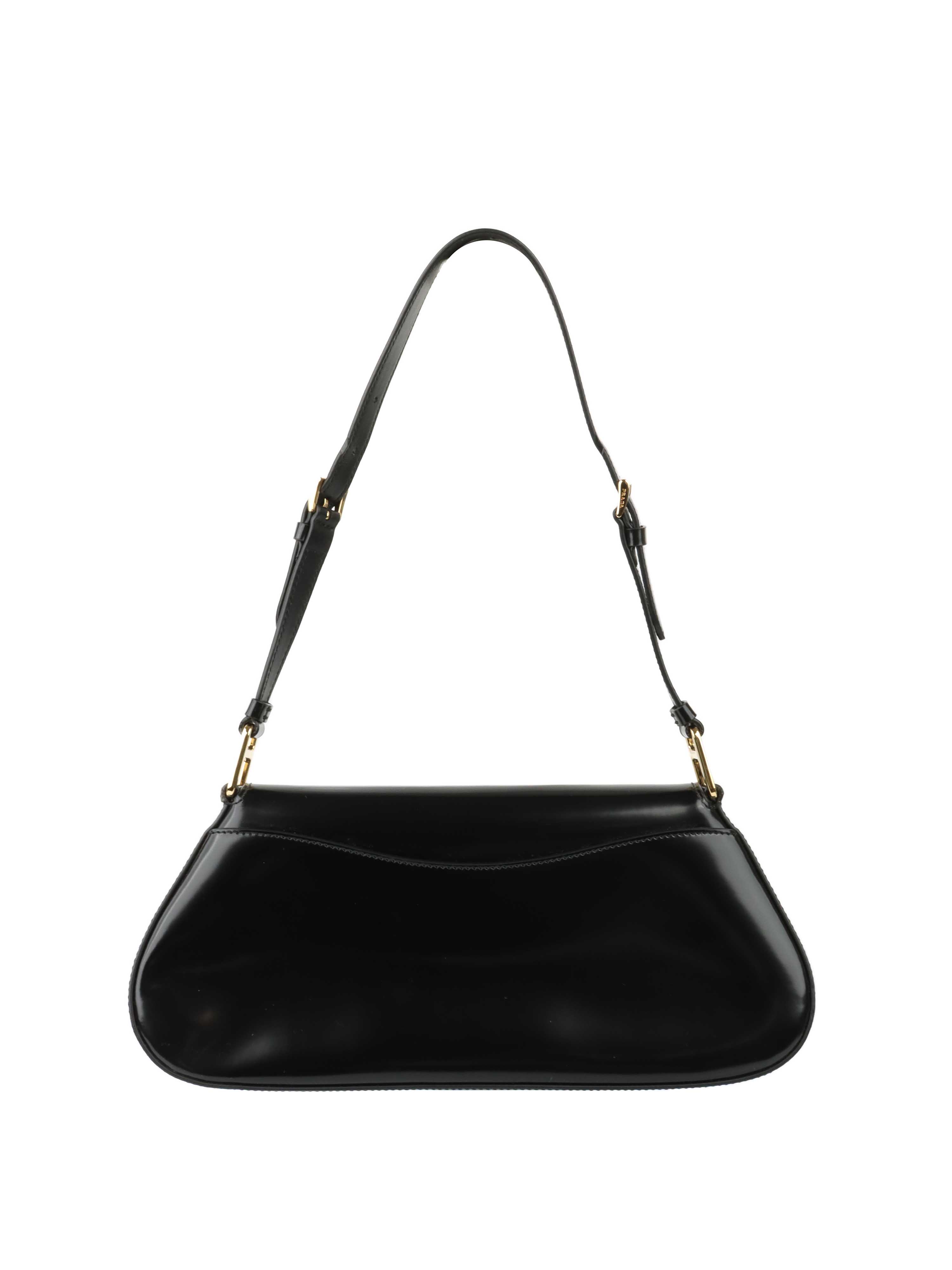 Prada Black Leather Shoulder Bag for Women - Luxury Designer Handbag Purse for Work, Travel & Everyday Use