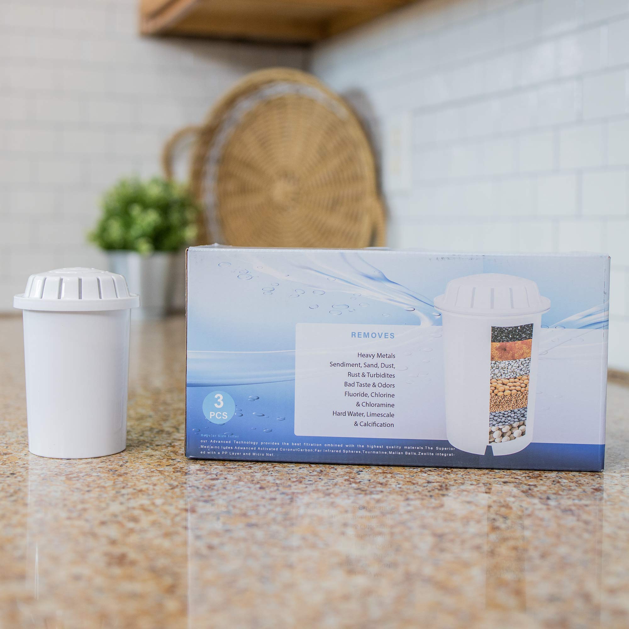 Life Ionizer Glass Pitcher Replacement Alkaline Water Filter Cartridge - F004 Compatible Filter - Pack of 3 - Perfect for Home, Office & Travel Hydration