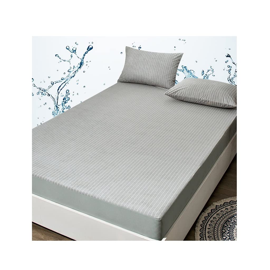 100% Waterproof Mattress Protector - Twin, Full, Queen, King Size - Breathable Microfiber Mattress Cover with Deep Pocket - Ultra Soft Striped Bed Protector (Grey, 90x200+28cm) - Perfect for Kids, Adults & Allergy Sufferers - Ideal for Bedrooms, Dorms & Guest Rooms