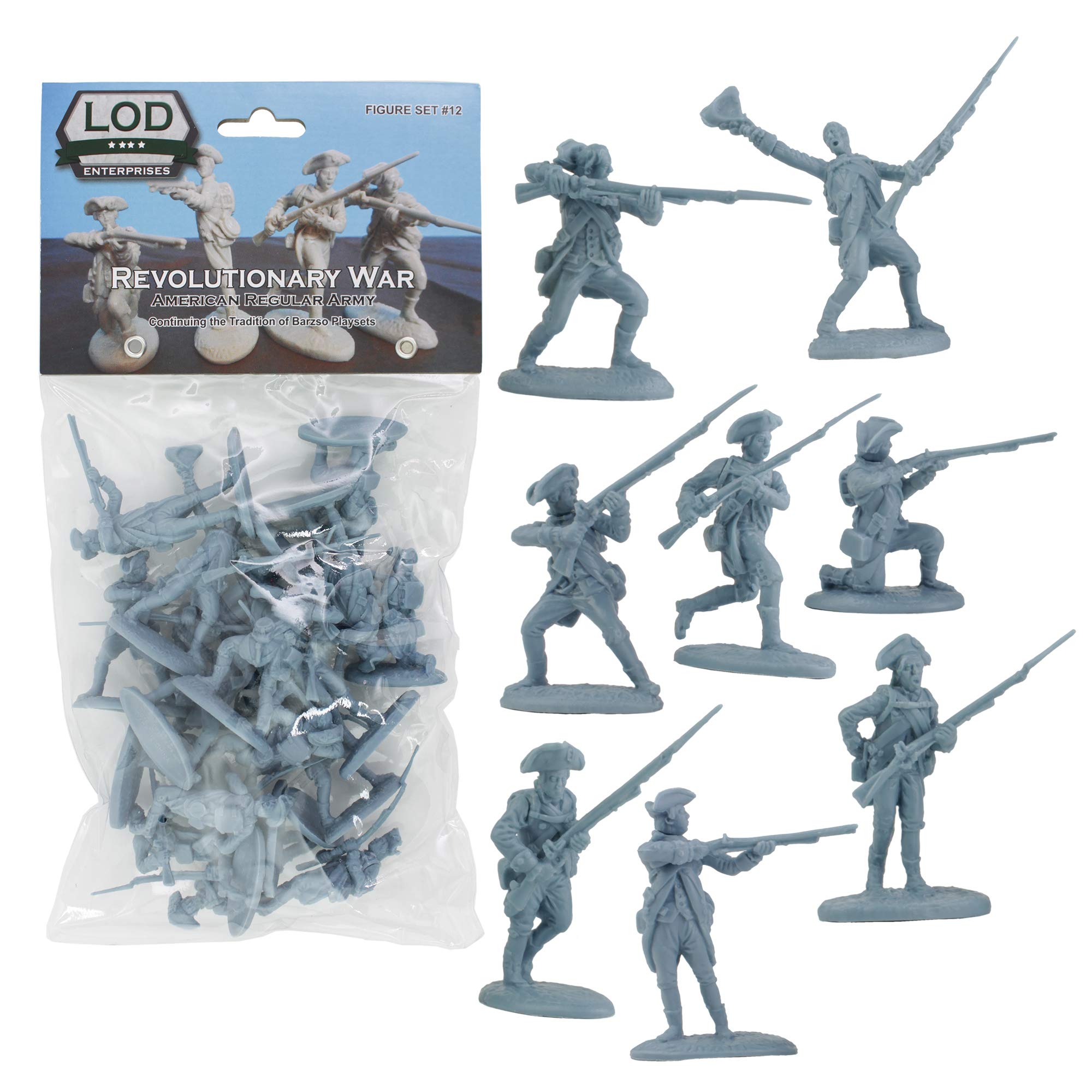 1:32 Scale Revolutionary War Colonial Regular Army - 16 Blue Soldier Figures for Historical Dioramas, Wargaming & Collectible Displays