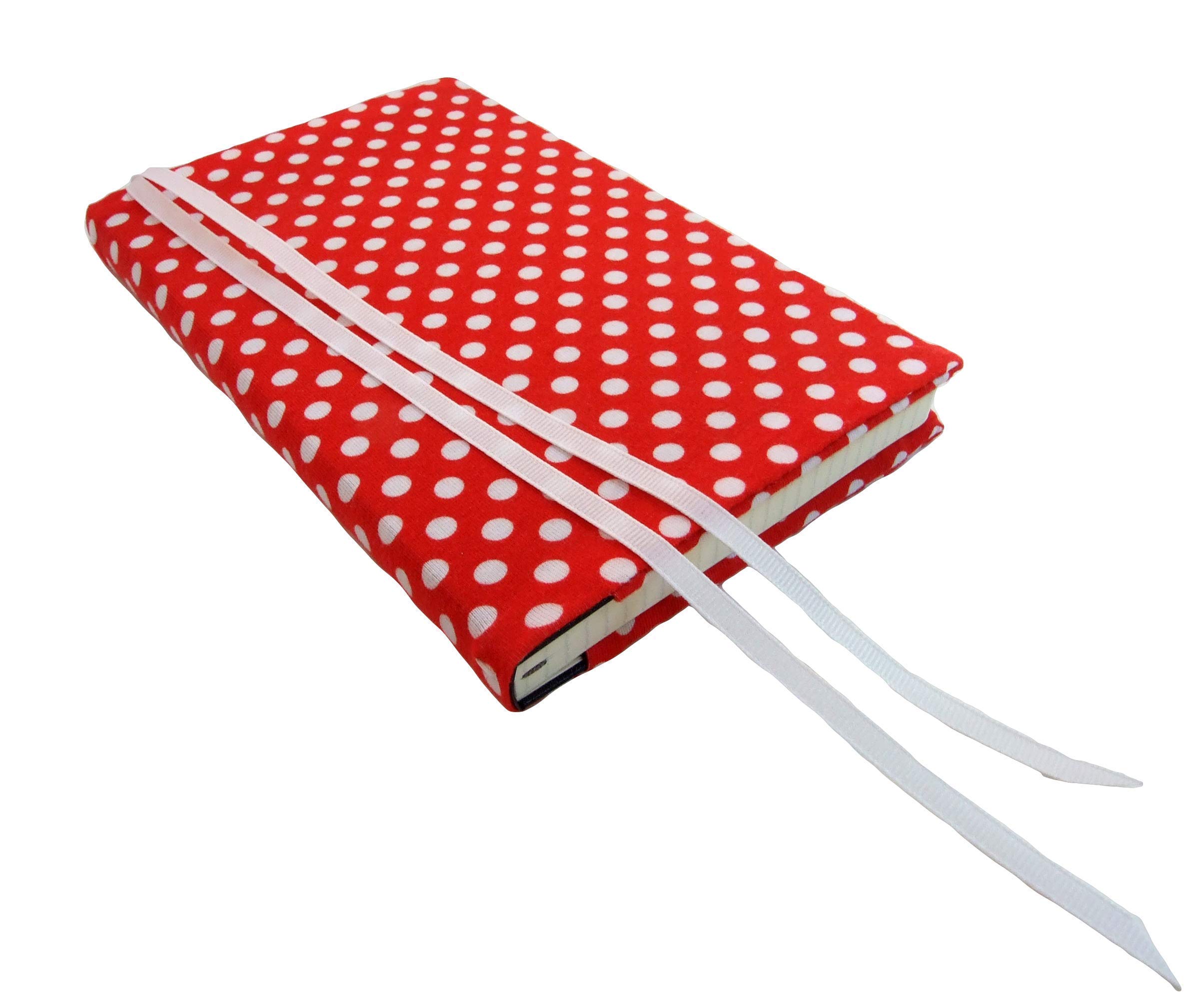 Premium A5 Notebook Cover in Red Dots Stretch Fabric - Fits 5