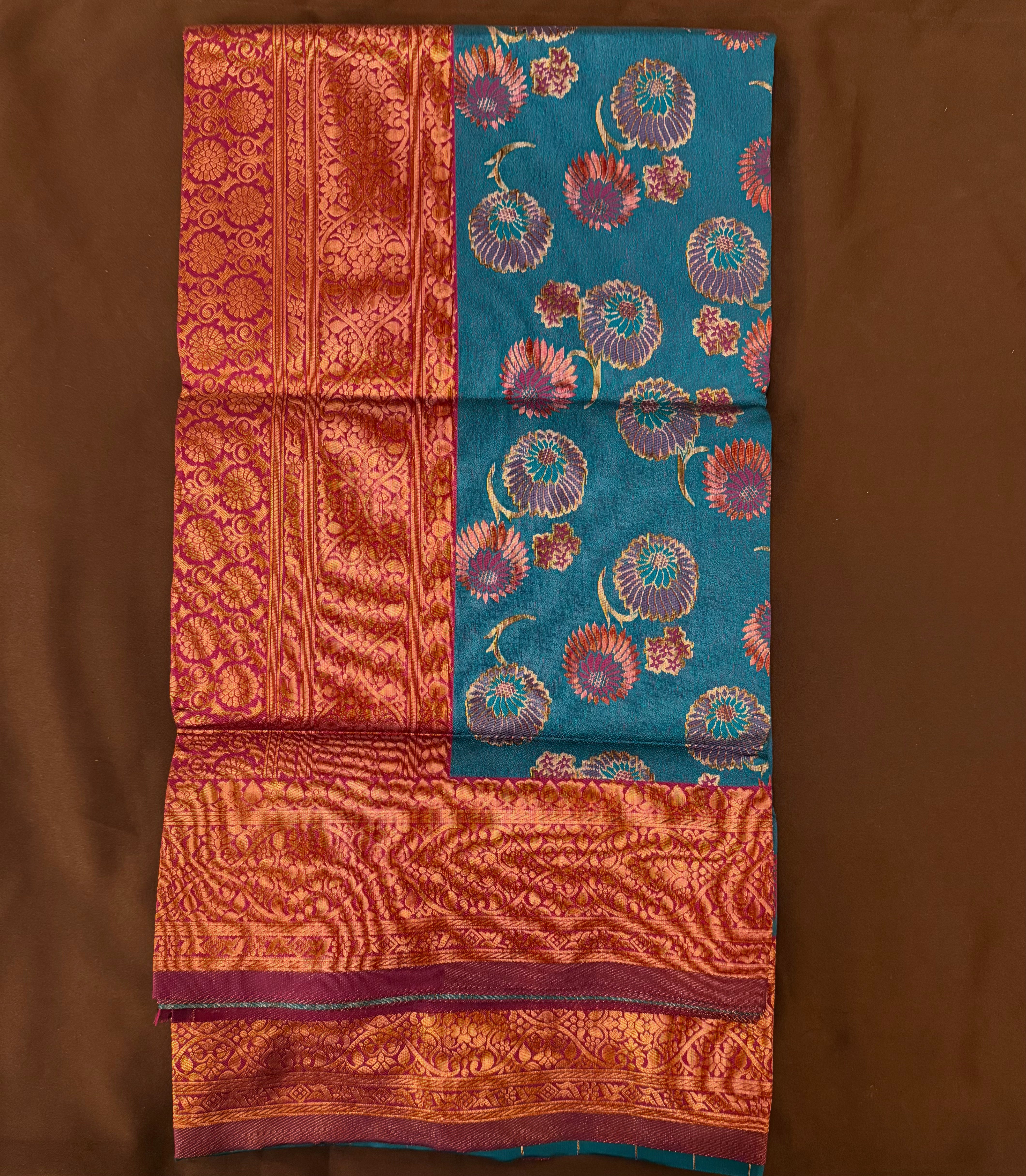 Elegant Teal Color Art Silk Saree with Contrast Border for Women - Perfect for Weddings, Parties & Festive Occasions