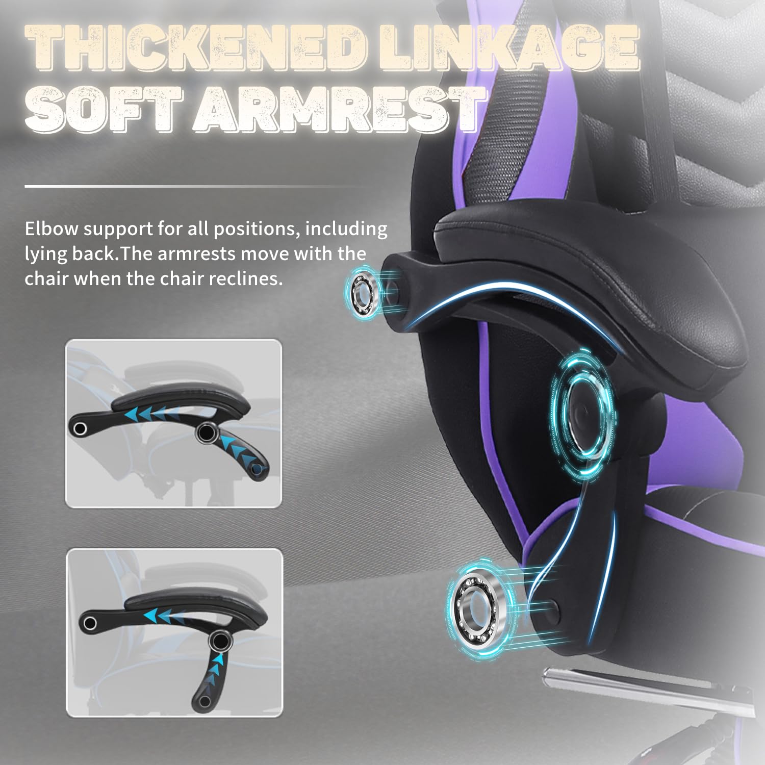 Vonesse Ergonomic Gaming Chair for Adults - High Back Computer Chair with Adjustable Footrest & Massage, Reclining Office & Gaming Chair for Big & Tall Users (Purple/Black) - Perfect for PC Gaming, Streaming & Home Office Setup