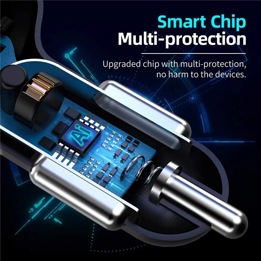 4-Port USB Car Charger Adapter 12V-24V, Fast Charging for iPhone, Samsung, iPad & USB Devices – Universal Car Power Adapter for Phones, Tablets & Accessories – Perfect for Road Trips & Traveling (Black)