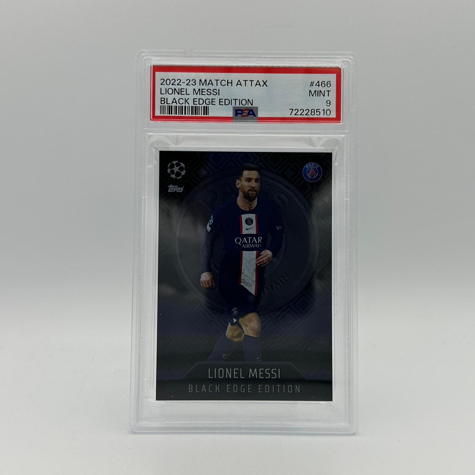 PSA 9 Lionel Messi #466 Black Edge Edition Soccer Trading Card - Rare Collectible for Sports Fans & Card Investors (Perfect for Display, Gifts, and Investment)