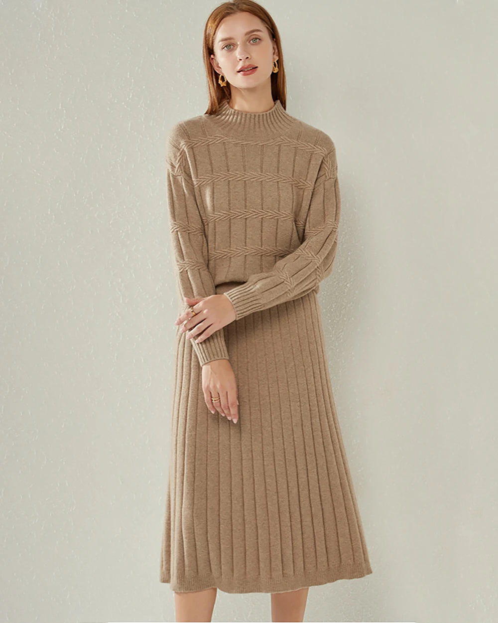 Luxury Textured Mock Neck Cashmere Sweater for Women - Soft & Warm Winter Pullover - Perfect for Office, Date Night & Holiday Outfits