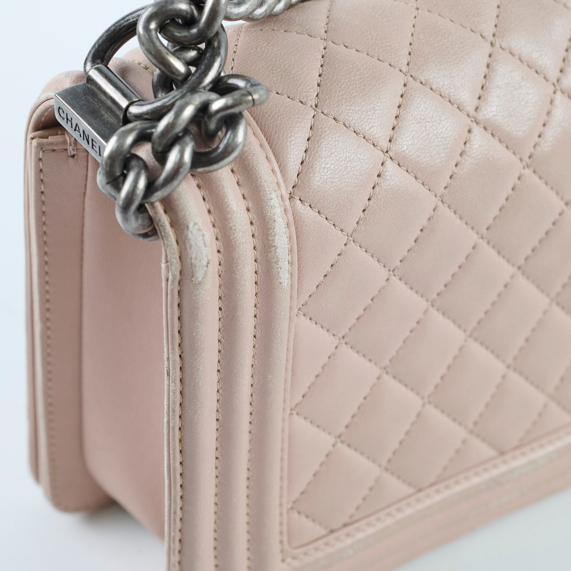 Chanel Boy Old Medium Lambskin Light Pink Handbag - Luxury Designer Crossbody Bag for Women | Perfect for Date Night, Parties & Special Occasions
