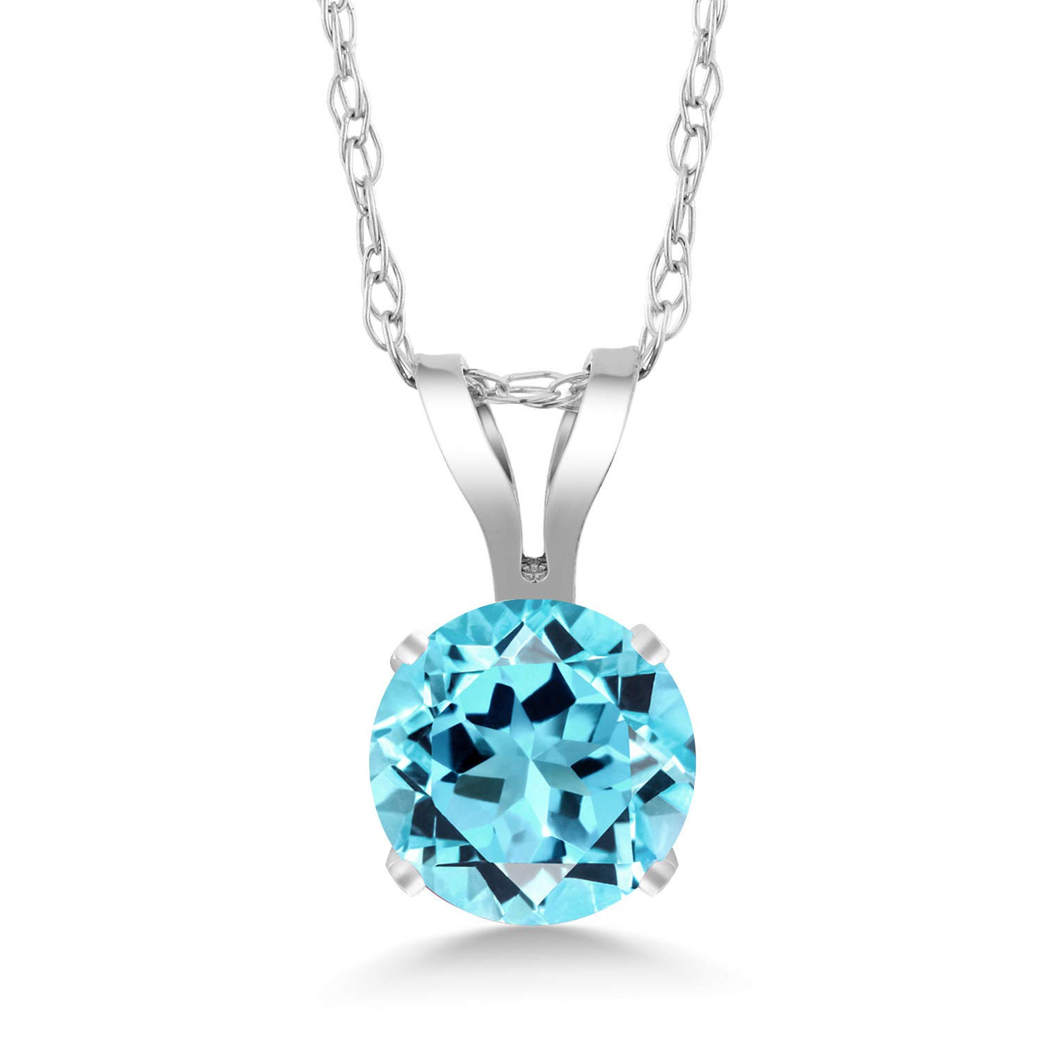 14K White Gold Round 4.5MM Birthstone Solitaire Pendant Necklace for Women | 18 Inch Gold Chain | Personalized Gift for Mom, Wife, Birthday & Anniversary