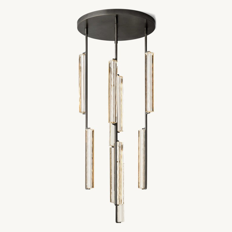 24-Inch Round Chandelier Light Fixture - Modern Crystal Ceiling Lighting for Dining Room, Bedroom, or Living Room