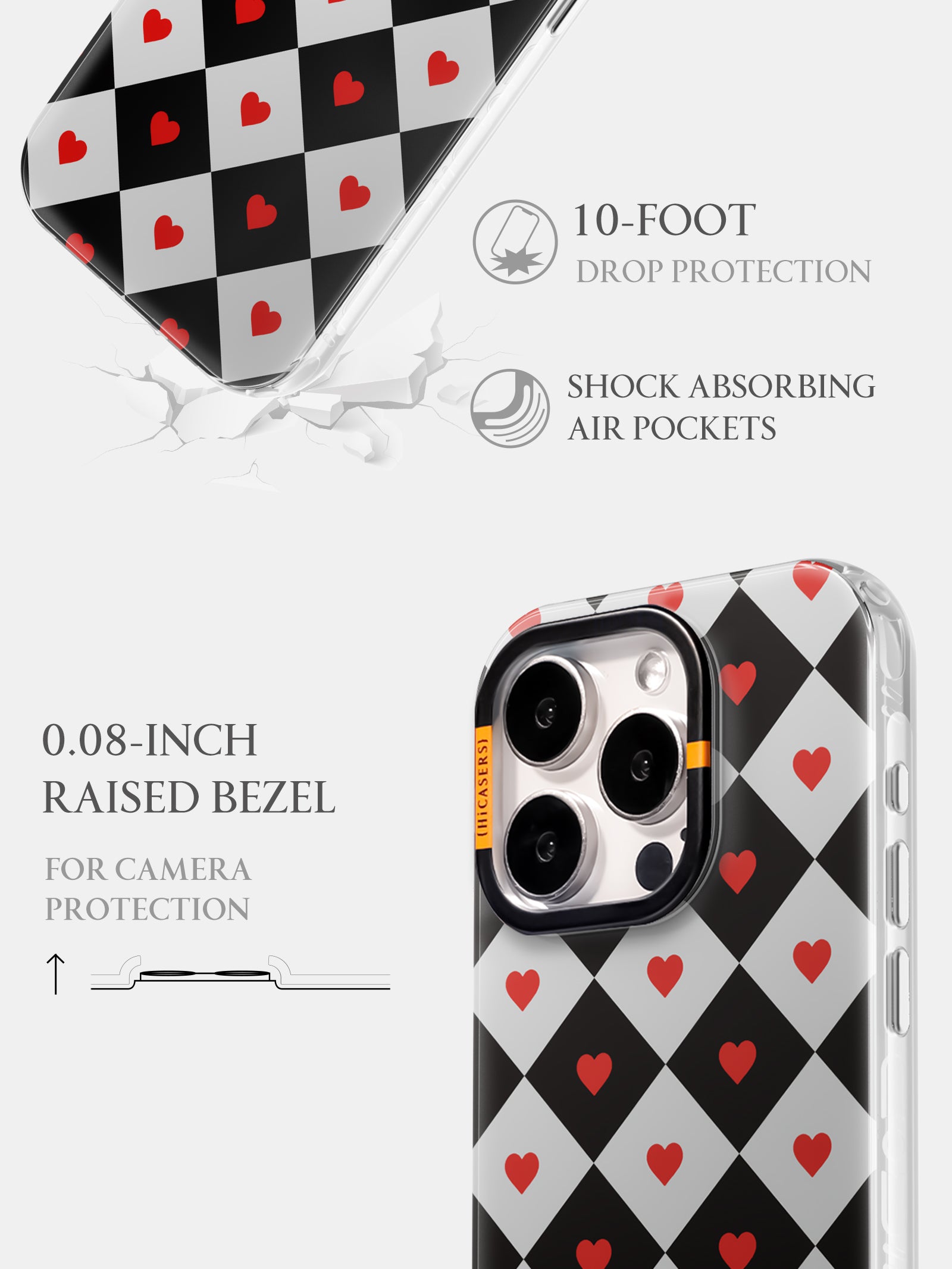 Black and White Heart Checkered Phone Case - Stylish Protective Cover for iPhone & Samsung - Perfect for Valentine's Day, Everyday Use & Fashion Accessories