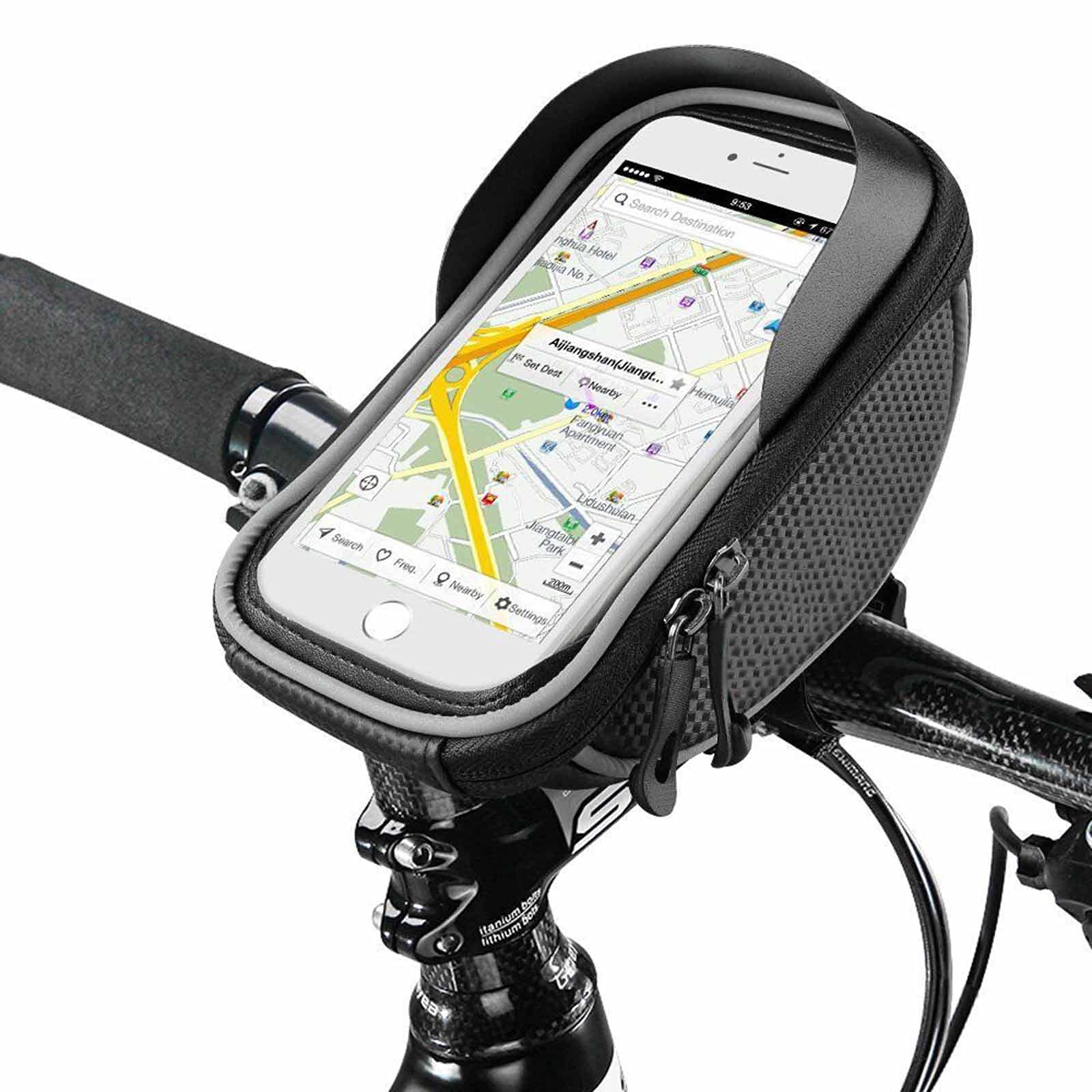 Waterproof Bike Frame Bag - Bicycle Phone Holder for GPS, Hard Pressure-Resistant Handlebar Bag with TPU Touch-Screen, Sun Visor & Rain Cover - Perfect for Cycling, Commuting & Outdoor Adventures