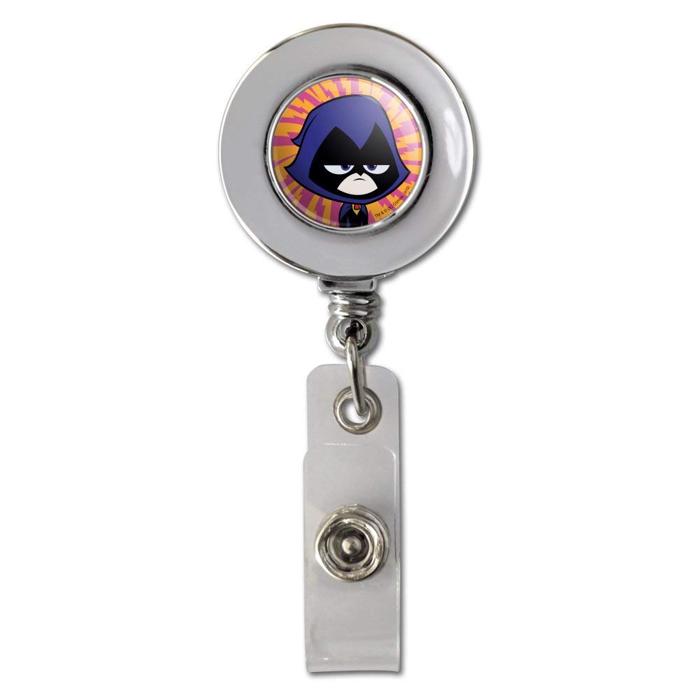 Teen Titans Go! Raven Retractable Badge Reel - Chrome ID Card Holder Clip for Work, School & Cosplay | Superhero Accessories for Teachers, Nurses & Fans