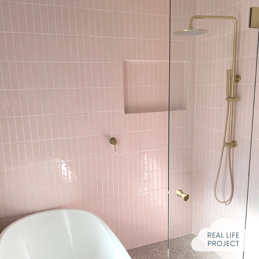 Newport Gloss Mini Subway Baby Pink Ceramic Tile - Perfect for Kitchen Backsplash, Bathroom Walls & DIY Home Decor Projects