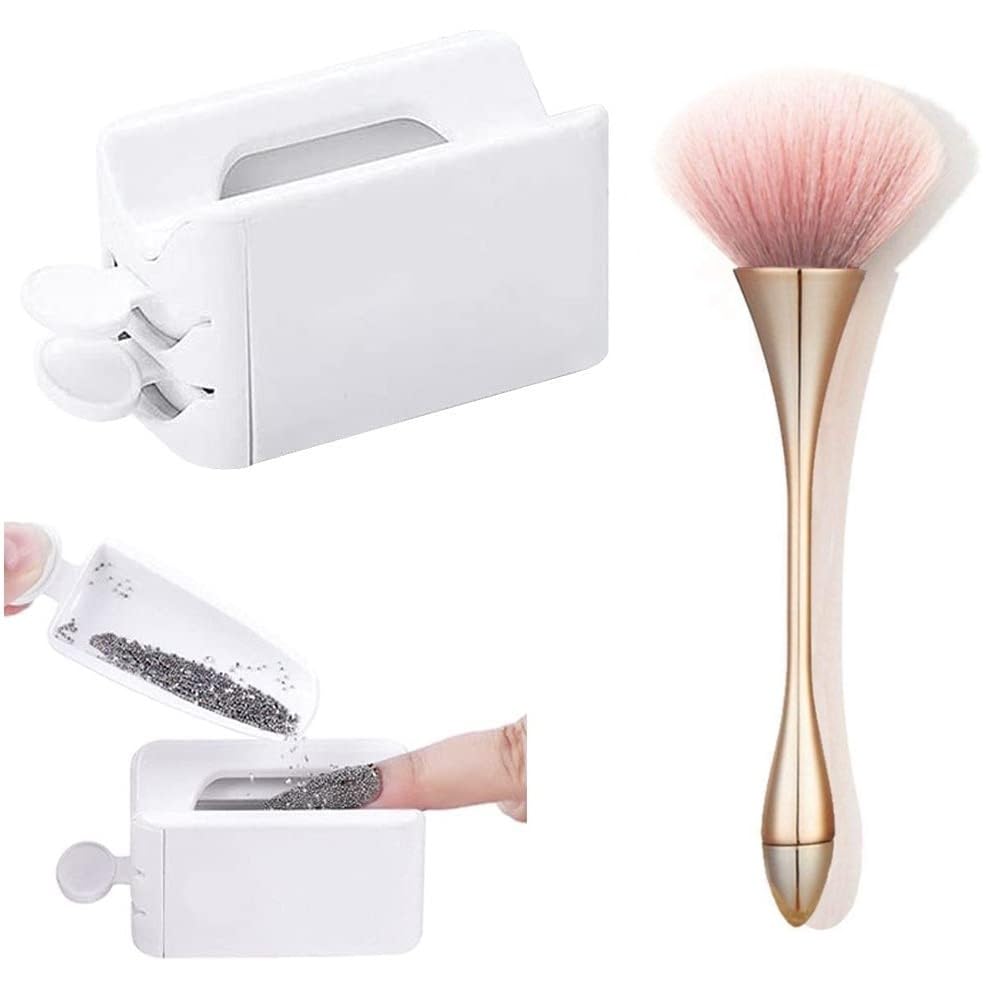 INOG Dip Powder Recycling Tray System - Portable Nail Powder Container with Dusting Brush for DIY French Manicure & Nail Art | Perfect for Home Salon, Professional Use & Travel Nail Care