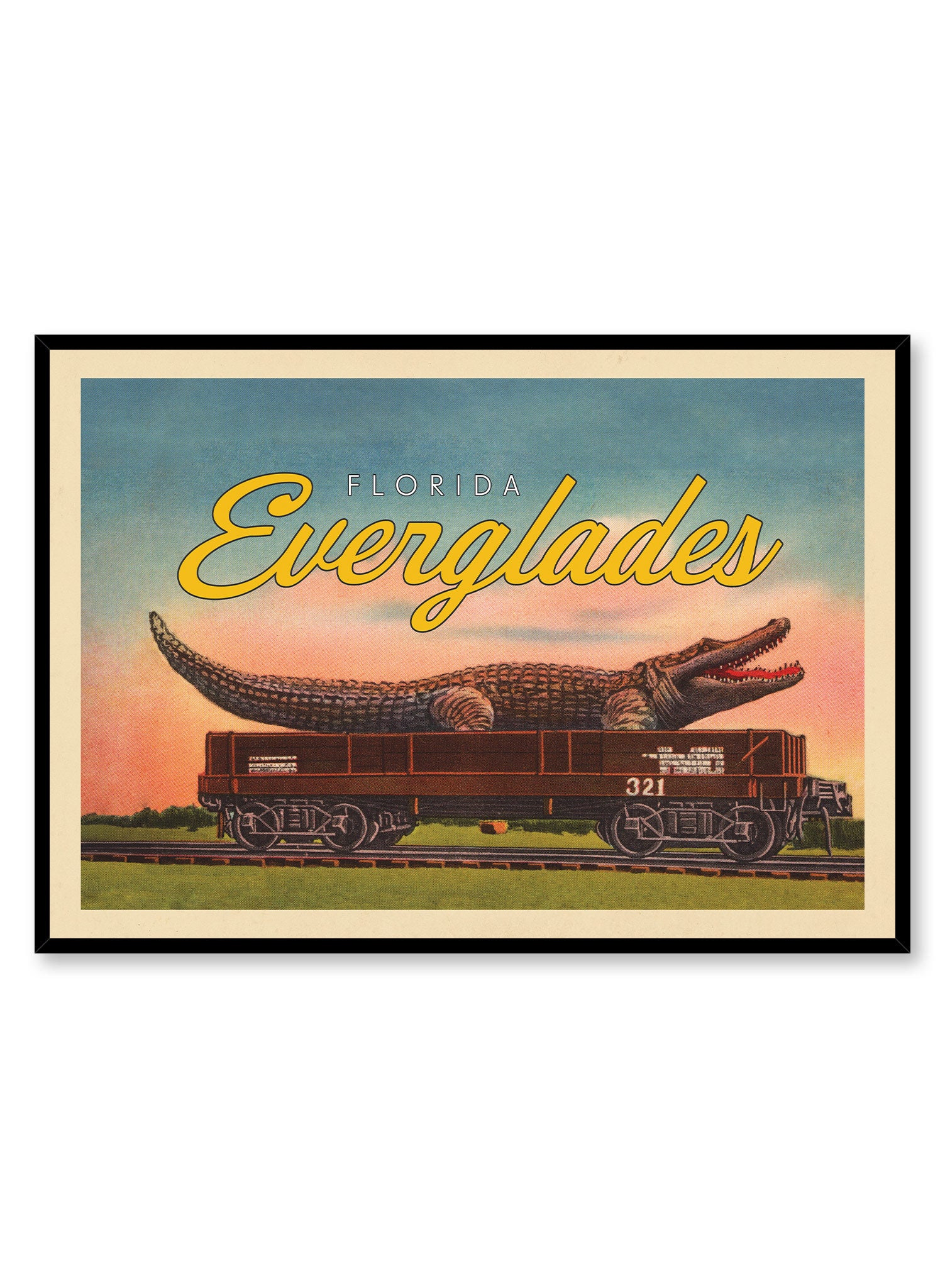 Later Alligator Everglades Wildlife Poster - Vintage Florida Swamp Art Print for Home & Office Decor