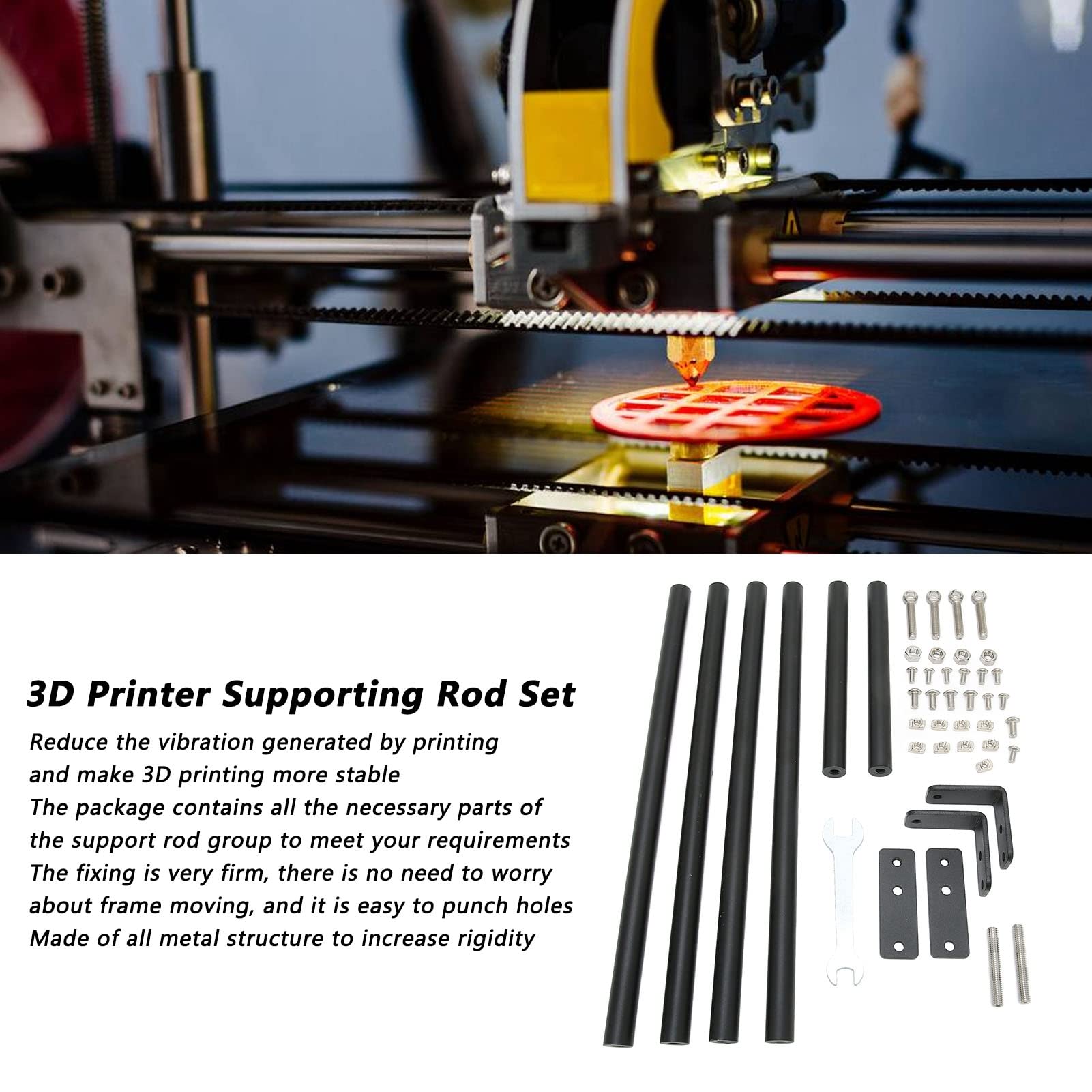 3D Printer Support Rod for CR-10 S5 - Vibration Reduction Stabilizer Kit | Improve Print Quality for Large 3D Models | Perfect for Home Workshops & DIY Projects