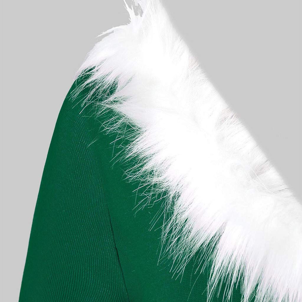 Women's Plus Size Long Sleeve Loose Plain Maxi Dresses - White, Black & Green Elf Costume for Christmas Parties & Holiday Events | UK Sizes