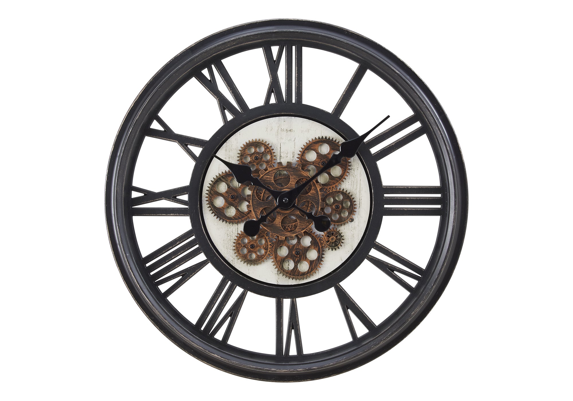 20 Round Gear Mechanism Wall Clock - Black Transitional Style for Home, Office & Industrial Decor