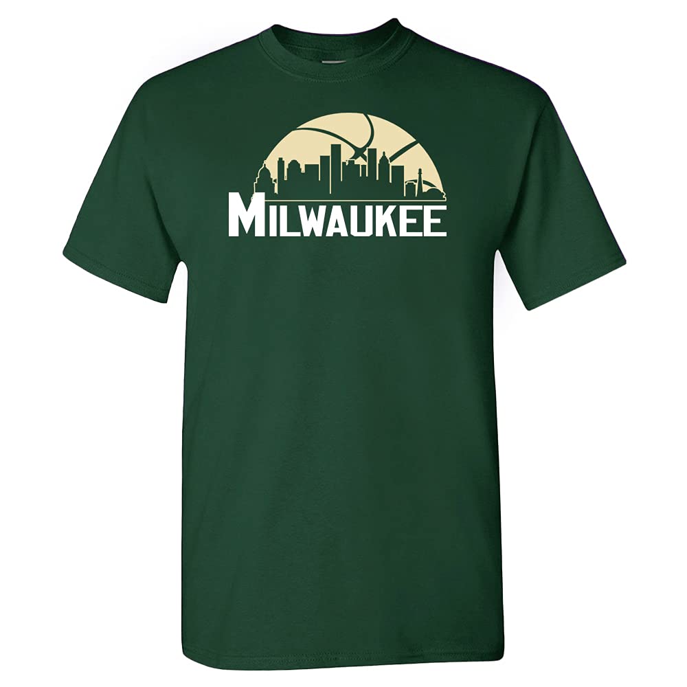 Milwaukee Bucks Retro Skyline Vintage T-Shirt - NBA Basketball Fan Gear for Men & Women - Perfect for Game Day, Casual Wear & Gifts