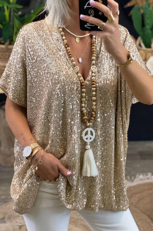 Sparkly Sequin Loose Fit Blouse for Women | Elegant Party Top | Perfect for Night Out, Club Wear & Special Occasions