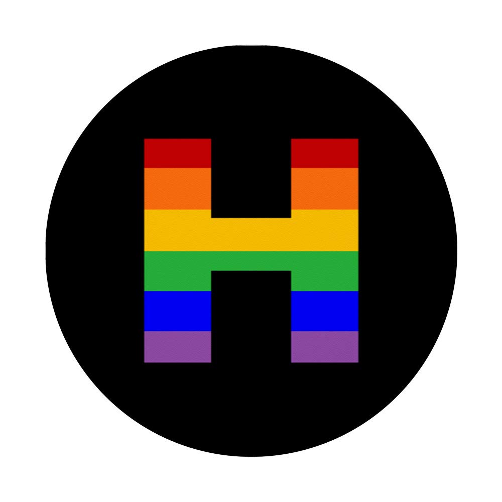 LGBT Rainbow Flag Gay Lesbian Pride Initial Letter H PopSockets - Phone Grip & Stand for iPhone, Samsung, Tablets - Perfect for Pride Events, LGBTQ Support & Daily Use