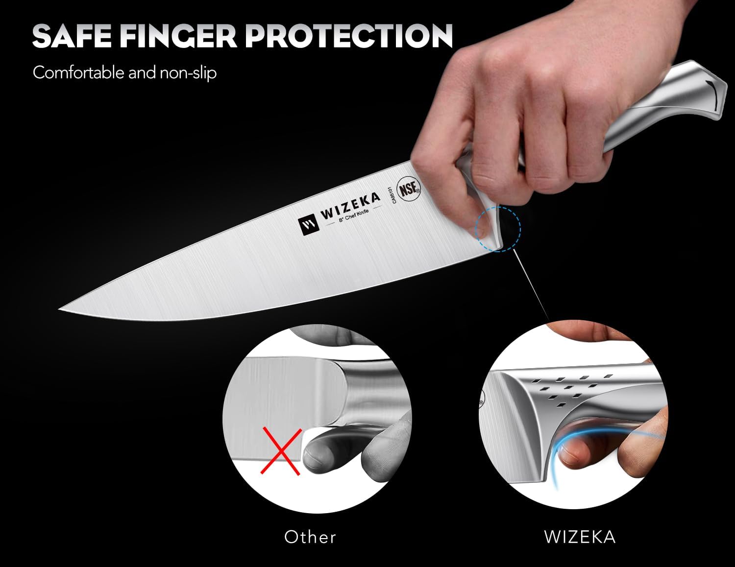15-Piece Professional Chef Knife Set with Block - Razor Sharp German Stainless Steel Kitchen Knives with Sharpener | Jaguar Series | Perfect for Home Cooking, Restaurant Use & Gift Giving