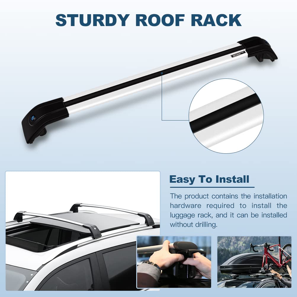 ECCPP Aluminum Roof Rack Cross Bars - Heavy Duty Cargo Carrier Rails Compatible with Volkswagen Atlas 2018-2019 Models | Perfect for Road Trips, Camping Gear & Outdoor Adventures