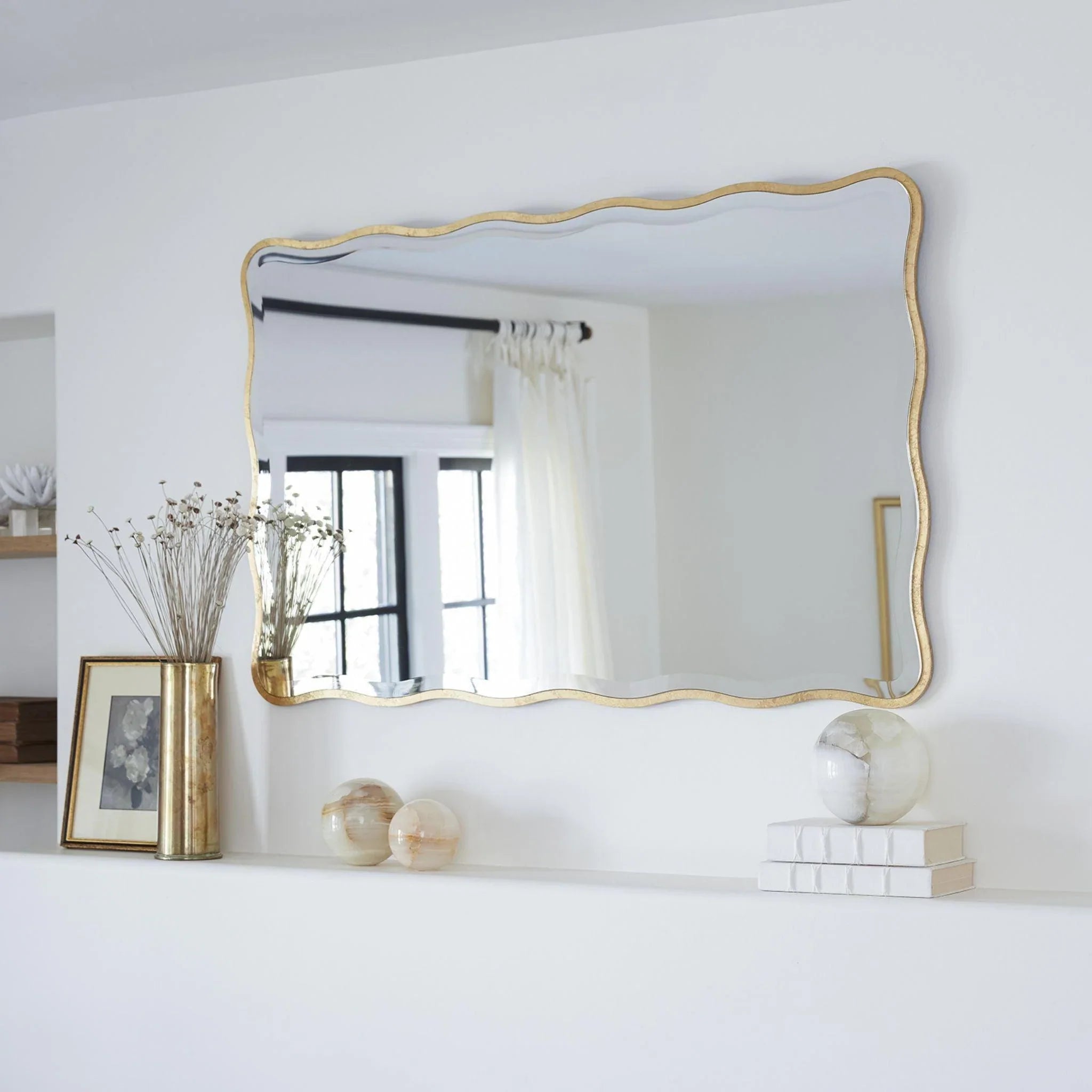 Elegant Candice Rectangle Gold Wall Mirror - Modern Home Decor for Living Room, Bedroom & Entryway
