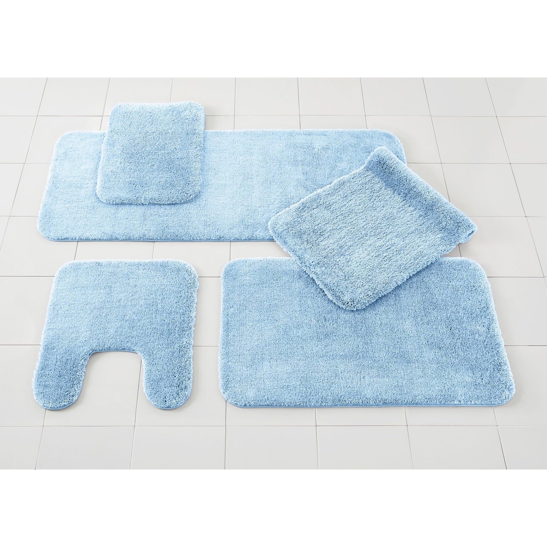 BrylaneHome Elegance Bath Rug - 24x60 Inch Soft Absorbent Non-Slip Bathroom Mat - Sky Blue for Master Bath, Guest Room & Spa Style Decor