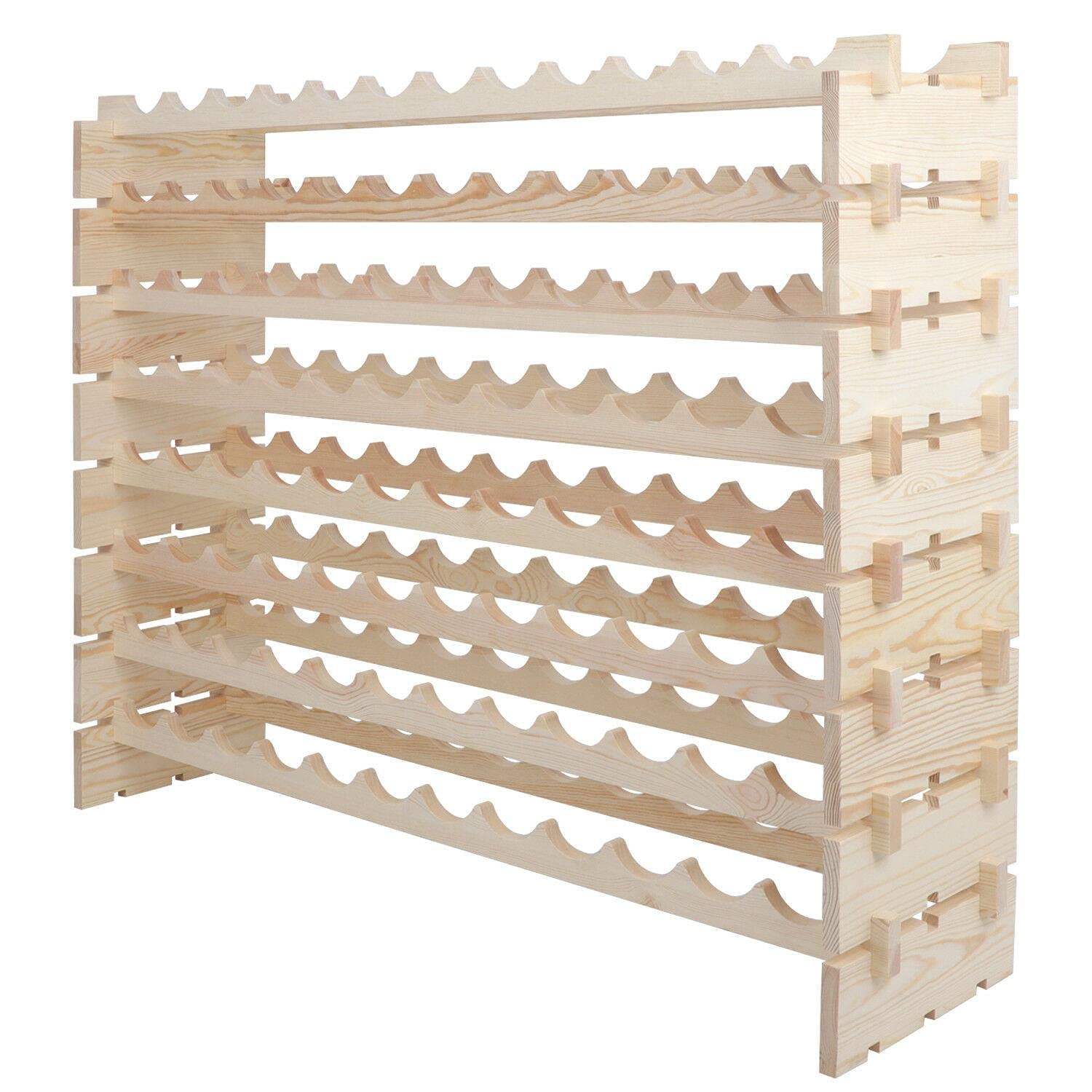 96 Bottle Modular Wood Wine Rack - Expandable Wall Mounted & Countertop Wine Storage Cabinet with 8 Shelves (Holds 12 Bottles Each) | Perfect for Home Bars, Restaurants, and Wine Cellar Organization