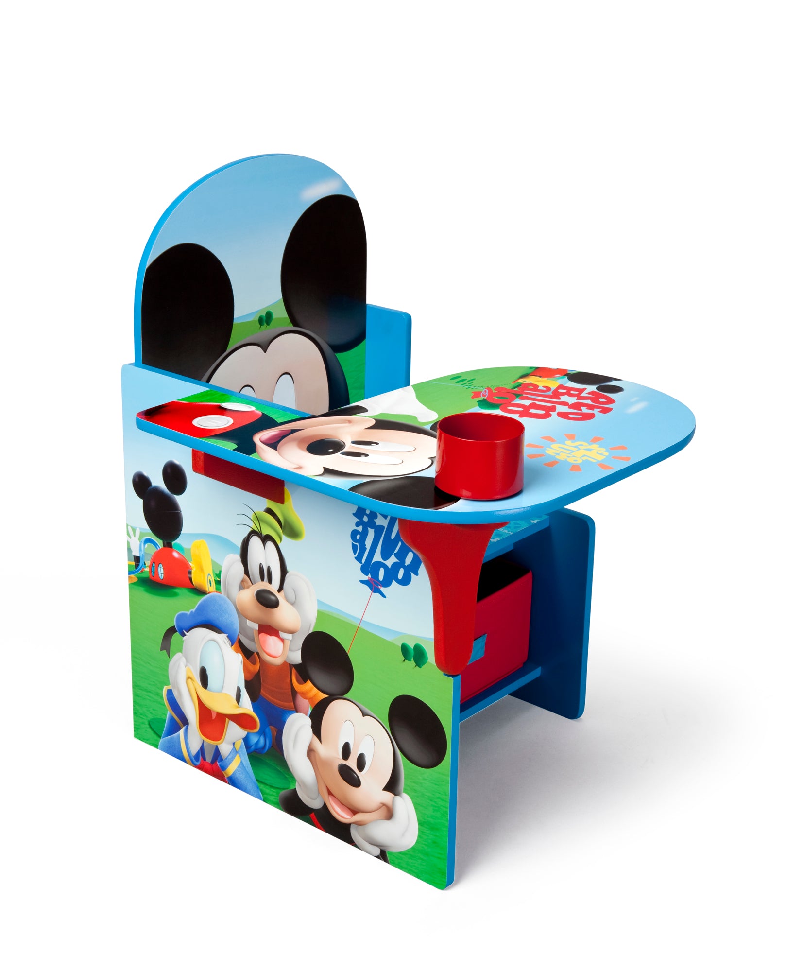 Mickey Mouse Kids Chair with Storage Desk - Study & Play Furniture for Children's Room, Nursery, or Playroom - Perfect for Homework, Drawing, and Organizing Toys