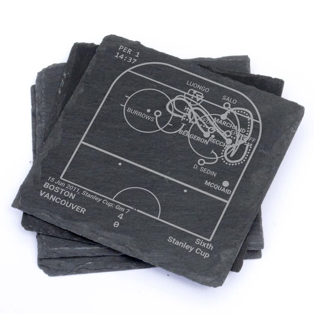 Boston Bruins Historic Moments Slate Coasters Set of 4 - Best NHL Hockey Gift for Sports Fans - Perfect for Game Nights, Man Cave Decor & Bruins Memorabilia Collectors