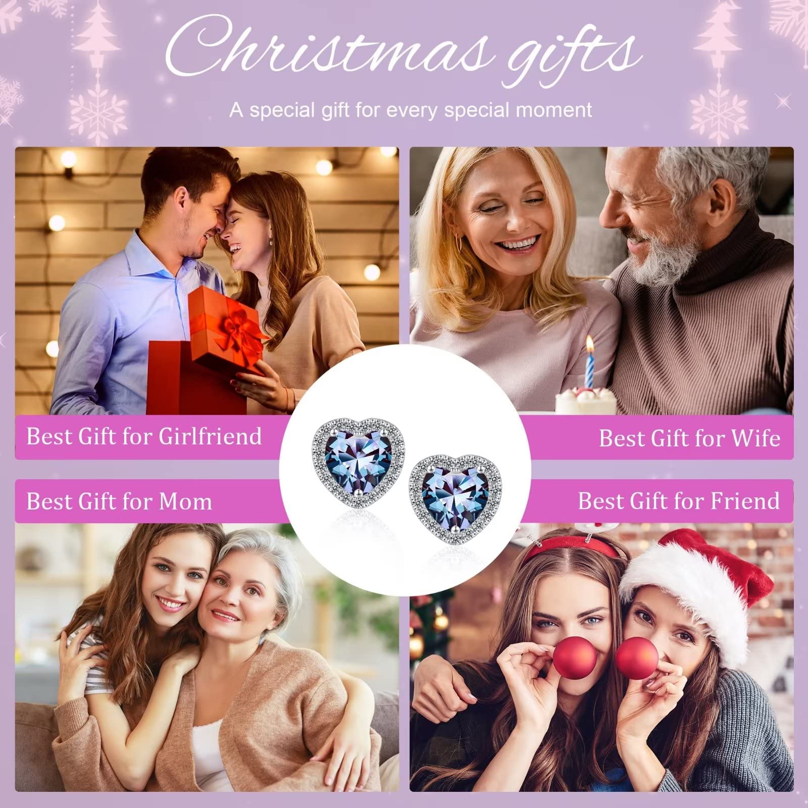 Sterling Silver Birthstone Stud Earrings for Women - Elegant Jewelry Gift for Wife, Mom, Girlfriend | Perfect for Anniversary, Christmas, Mother's Day & Birthday | Everyday Wear & Special Occasions