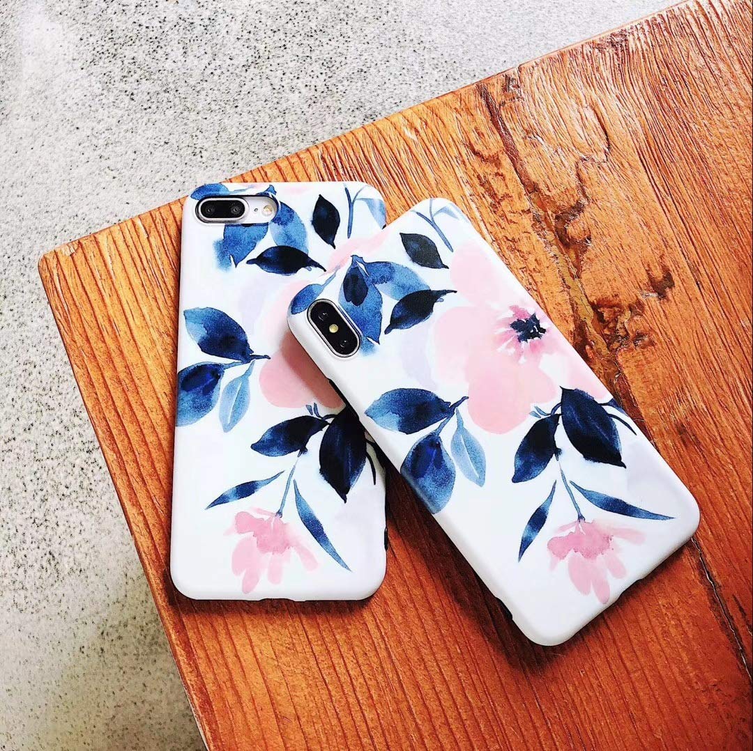 Floral iPhone 11 Pro Max Case - Peach Blossom TPU Flower Cover with Art Ink Painting Design | Pink Rubber Protective Case for Women & Girls | Perfect for Everyday Use, Work, and Travel
