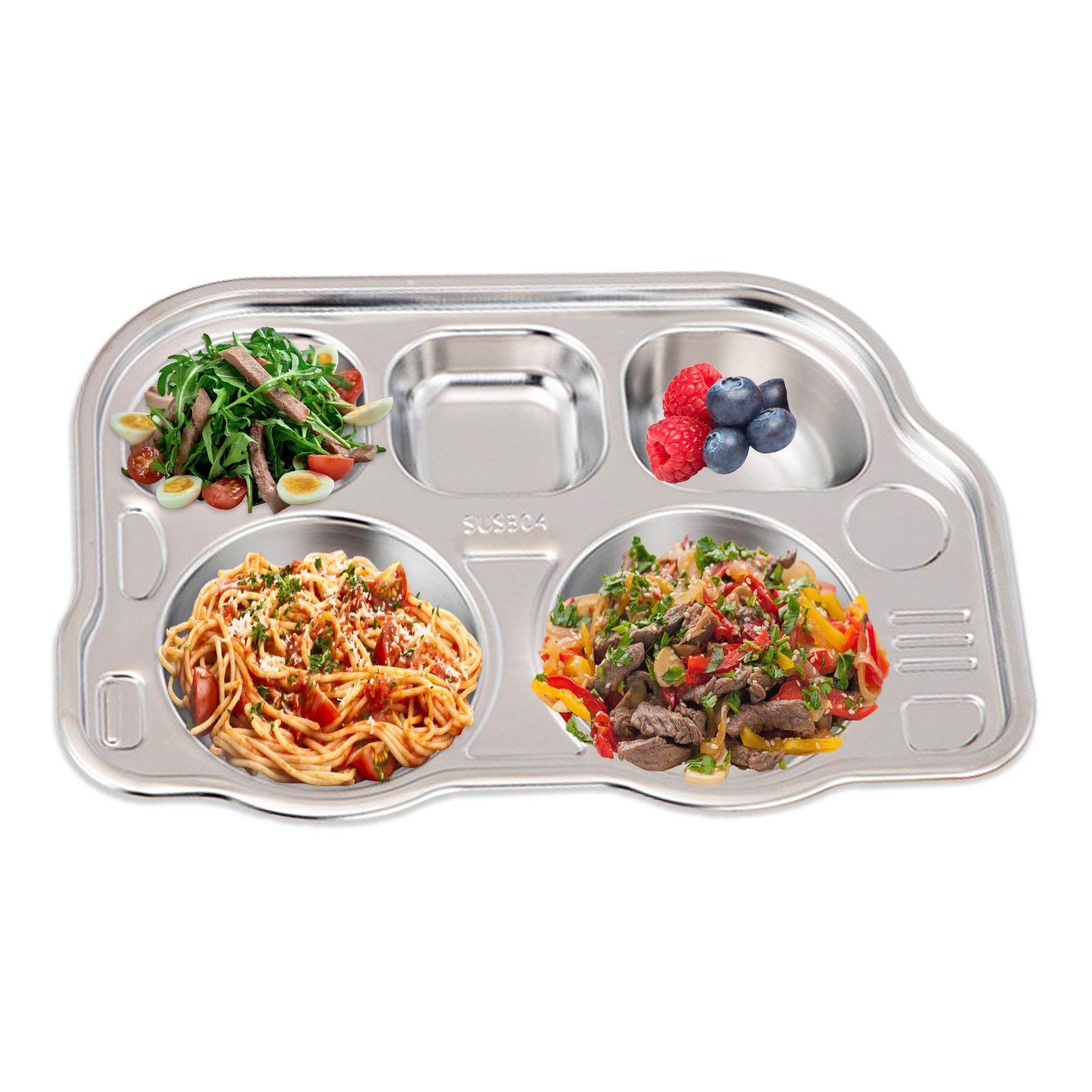 4-Section Divided Dinner Plate for Kids - Cute Shaped Children's Tableware Set for Home, School & Camping - BPA-Free Plastic Tray for Toddlers Meals, Snacks & Picnics - Ideal for Kindergarten, Family Use & Outdoor Activities