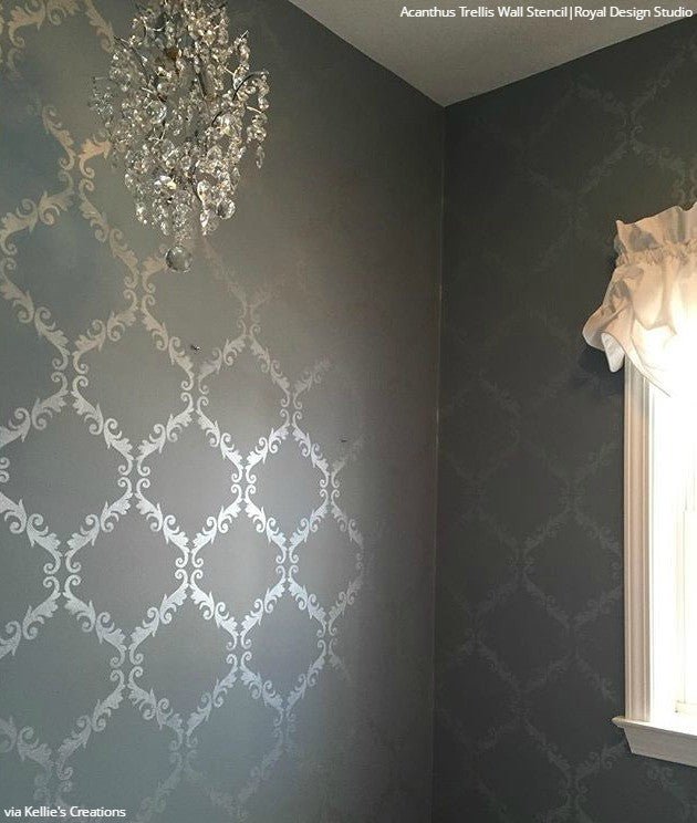 Acanthus Trellis Wall Stencil - Reusable DIY Decorative Painting Template for Home & Garden Décor | Perfect for Walls, Furniture, and Fabric Projects