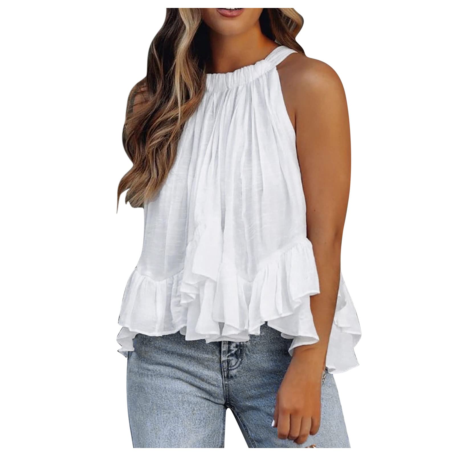 KAMEMIR Women's Sleeveless Tank Tops - Summer 2021 Basic Loose Blouse Tee Shirts for Workout & Casual Wear | Breathable Comfort for Gym, Yoga, Office & Everyday Outfits