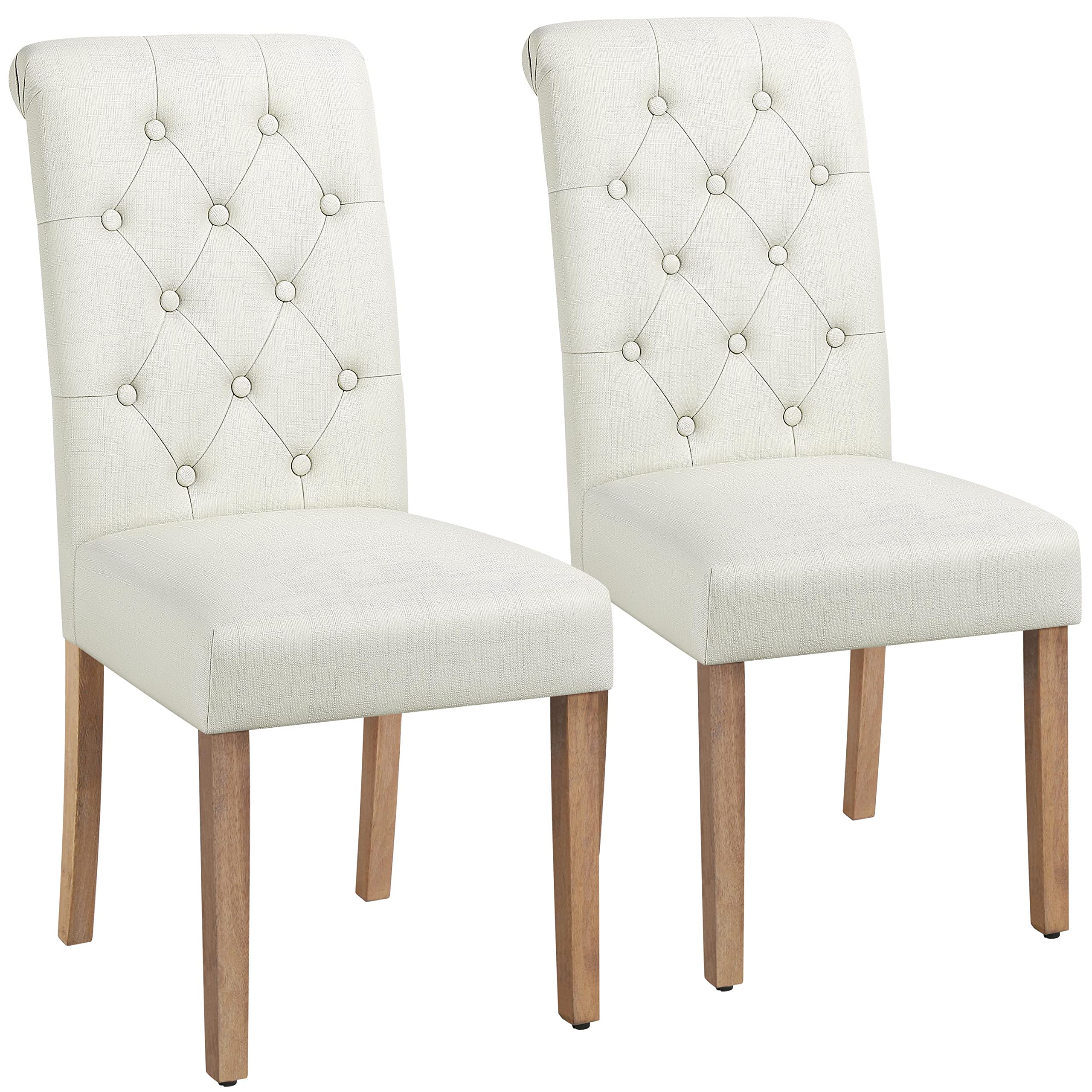 Yaheetech 2-Pack Upholstered Dining Chairs - Padded Kitchen Chairs with Back Support for Home & Restaurant - Beige Fabric Seats - Perfect for Dining Rooms, Kitchens, and Casual Restaurants