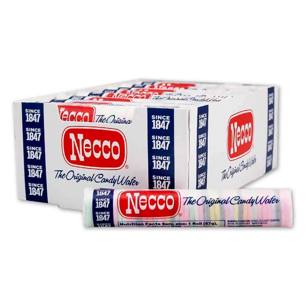 Original Spangler Candy Necco Wafers - 24 Count Pack (2oz Rolls) | Classic American Candy for Parties, Gifts & Nostalgic Treats