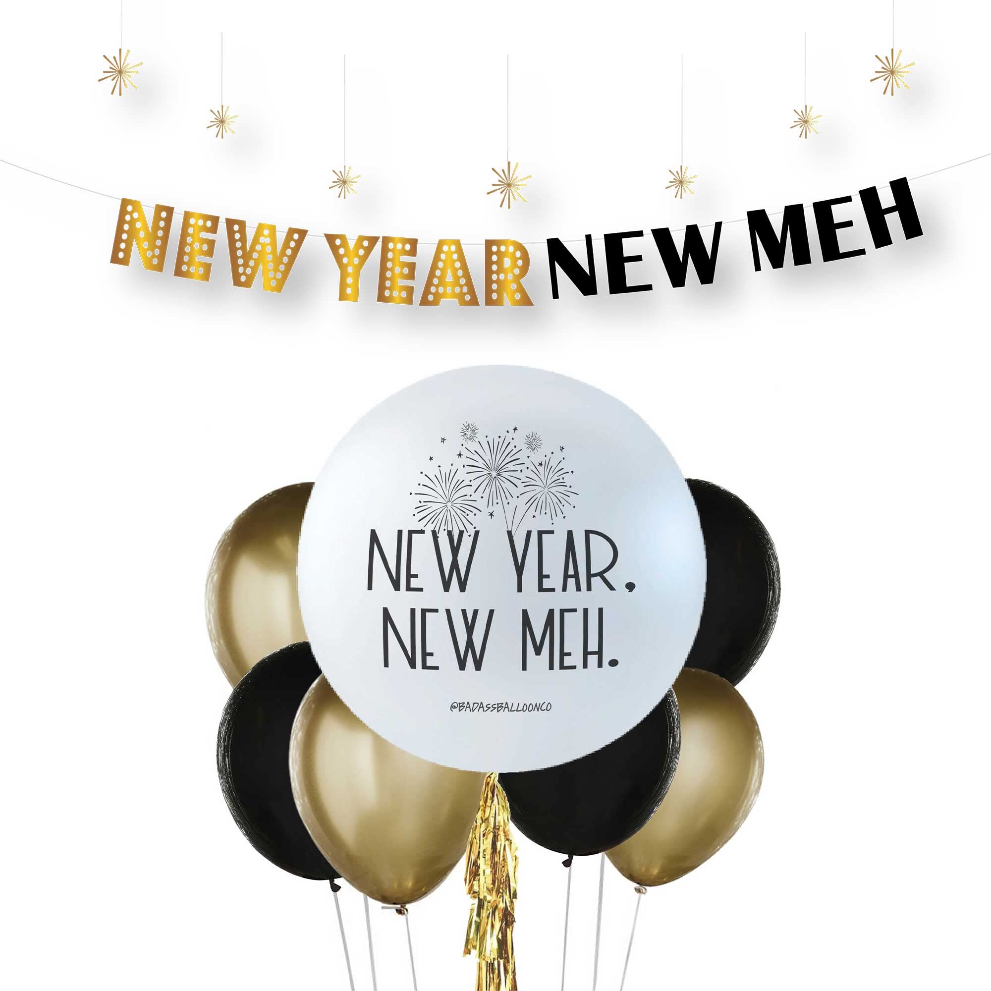 2025 New Year's Eve Party Decorations - Black & Gold Happy New Year Banner, Balloons & Wall Decor for NYE Countdown & Home Celebration