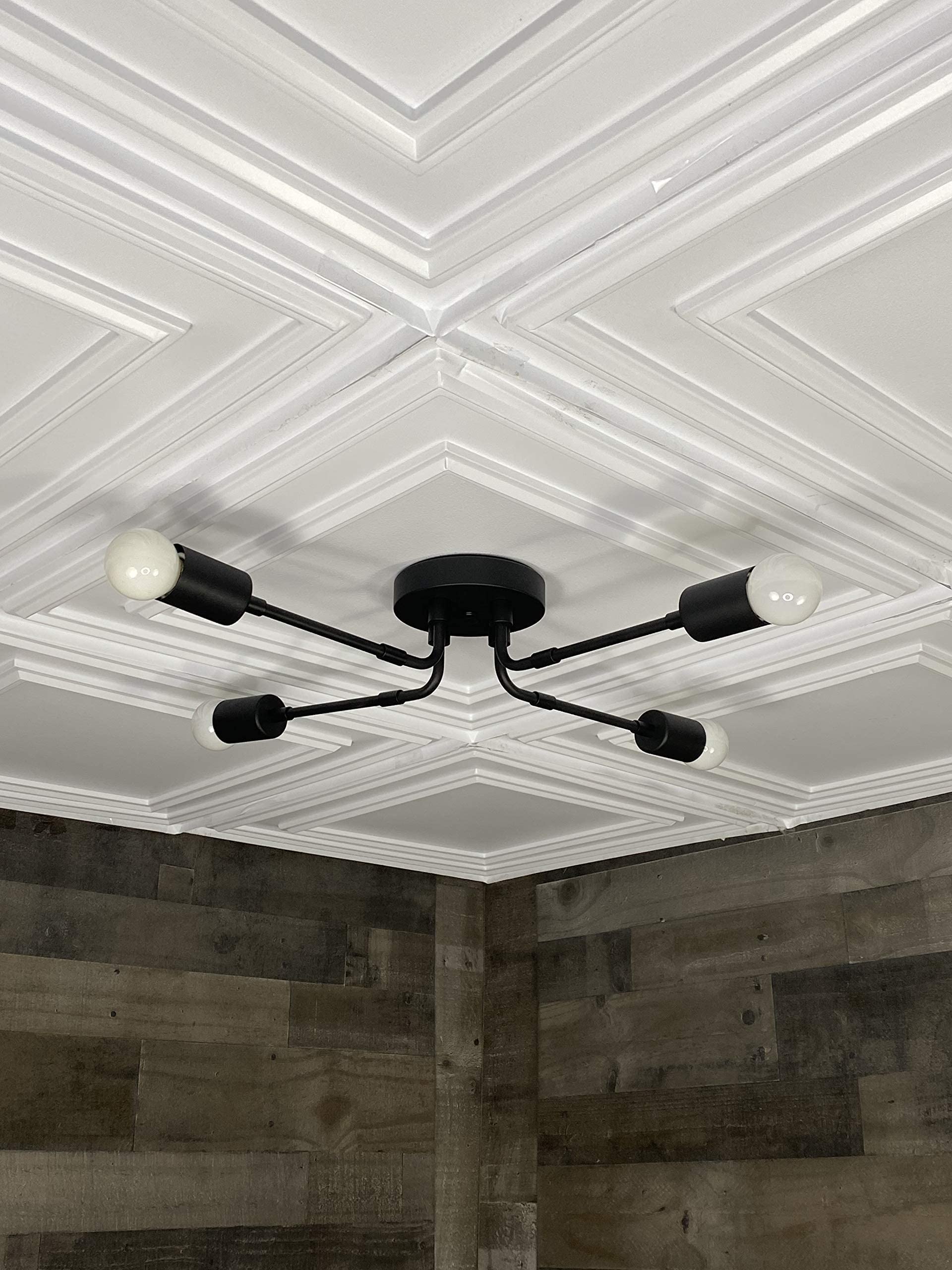 Marka Modern 4-Bulb Mid-Century Semi-Flush Mount Ceiling Light - Perfect for Dining Room, Bedroom & Living Room Lighting
