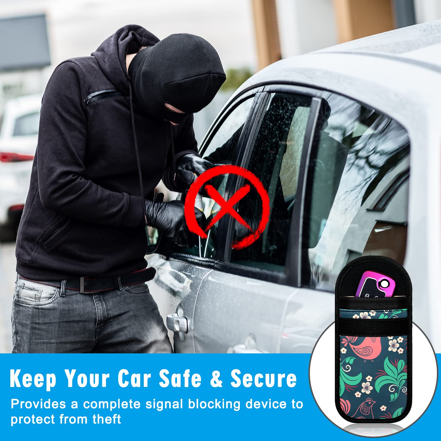 Faraday Bag for Car Keys - RFID Blocking Pouch to Protect Key Fob from Signal Theft | Anti-Theft Faraday Cage Pouch for Keyless Entry Vehicles | Perfect for Travel, Parking & Home Security