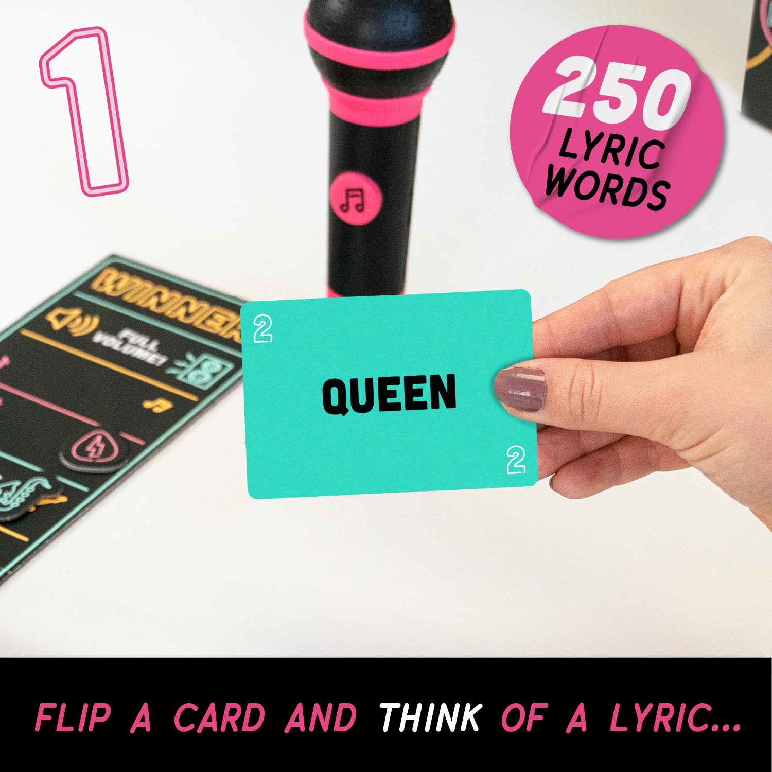 Lucky Egg Official Grab The Mic - Family Karaoke Board Game for 2-10 Players Ages 8+ | 250 Lyrics (125 Cards) | Fun Party Game for Bad Singers | Perfect for Game Nights, Birthday Parties & Kids Gifts | Great for Family Gatherings & Holiday Celebrations
